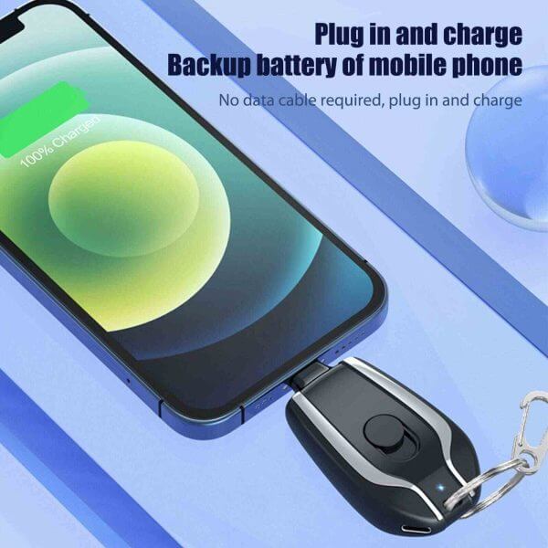 Portable backup battery charging a smartphone without a data cable