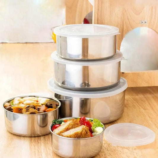 Set of 5 Stainless Steel Food Storage Containers With Lids - UMart786