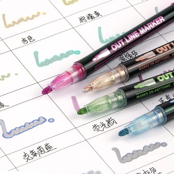 12pcs Highlighter Pen Outline Marker For Drawing And Doodling