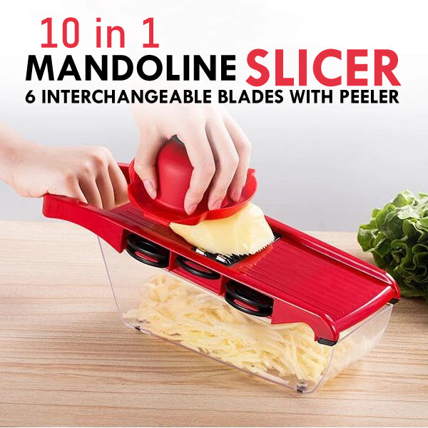 High Quality 10 In 1 Mandoline Slicer Vegetable Grater, Cutter with Stainless Steel Blades - UMart786