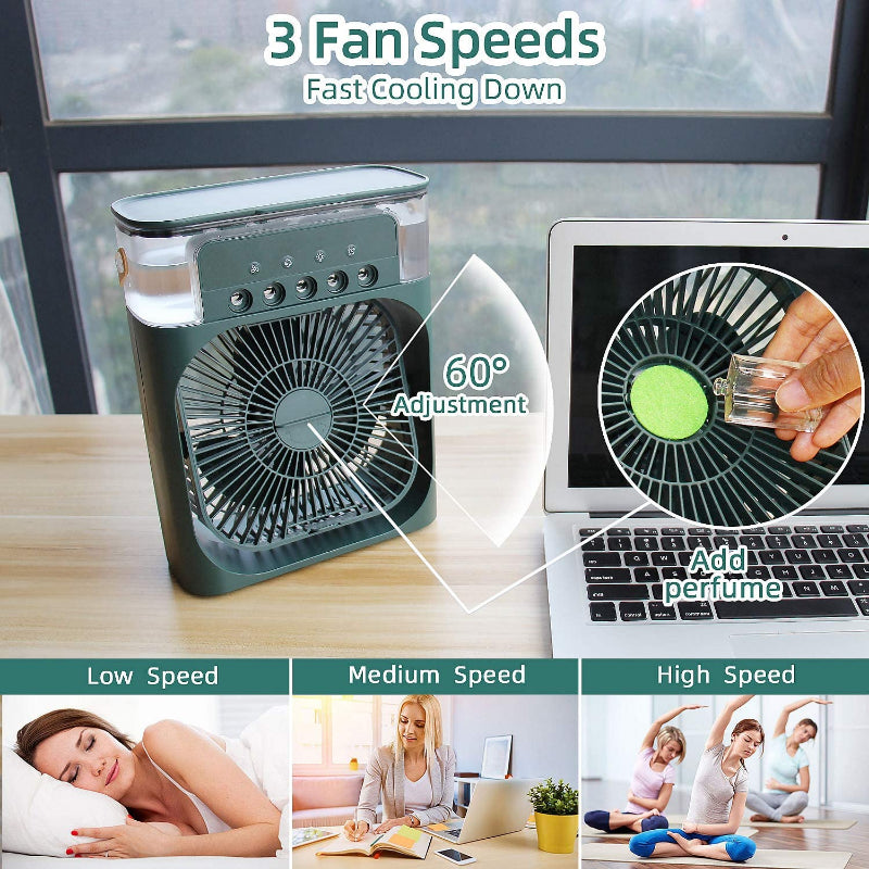 Desktop Electric Fan Air Cooler Water Cooling Spray Fan Portable Air Conditioner USB Humidification Fan Mini Air Humidifier - UMart786