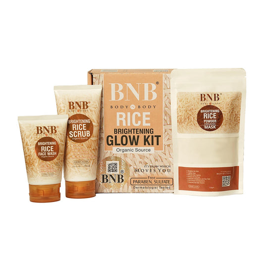 Original BNB Rice Extract Bright & Glow Kit 3in 1 ( Rice Face Wash + Rice Scrub + Rice Mask )