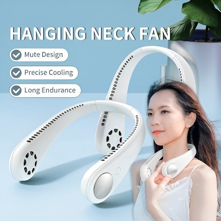 Mini Neck Portable No Bladeless Hanging Neck Rechargeable Air Cooler Mini Summer Sport Fan (Random Colors) - UMart786