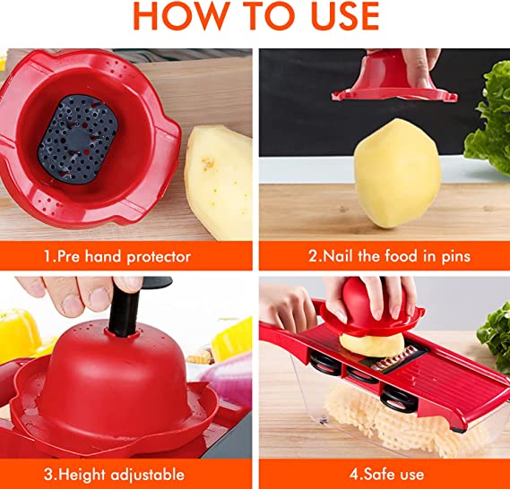 High Quality 10 In 1 Mandoline Slicer Vegetable Grater, Cutter with Stainless Steel Blades - UMart786