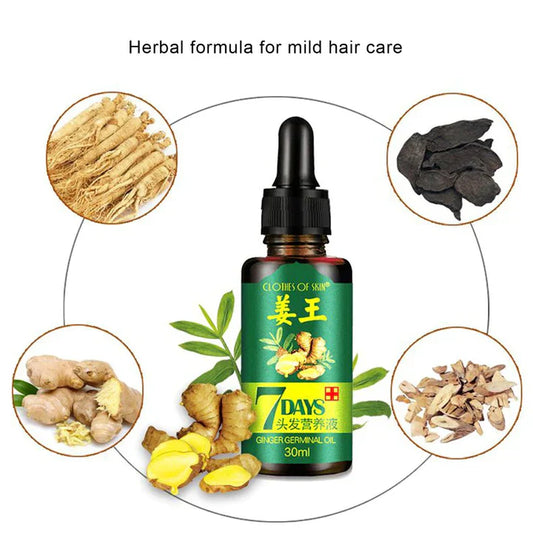 7 Day Ginger Germinal Oil Hair Nutrient Solution Hair Growth Essence Liquid Fast Natural Hair Loss Treatment Hair Care (30ml) - UMart786