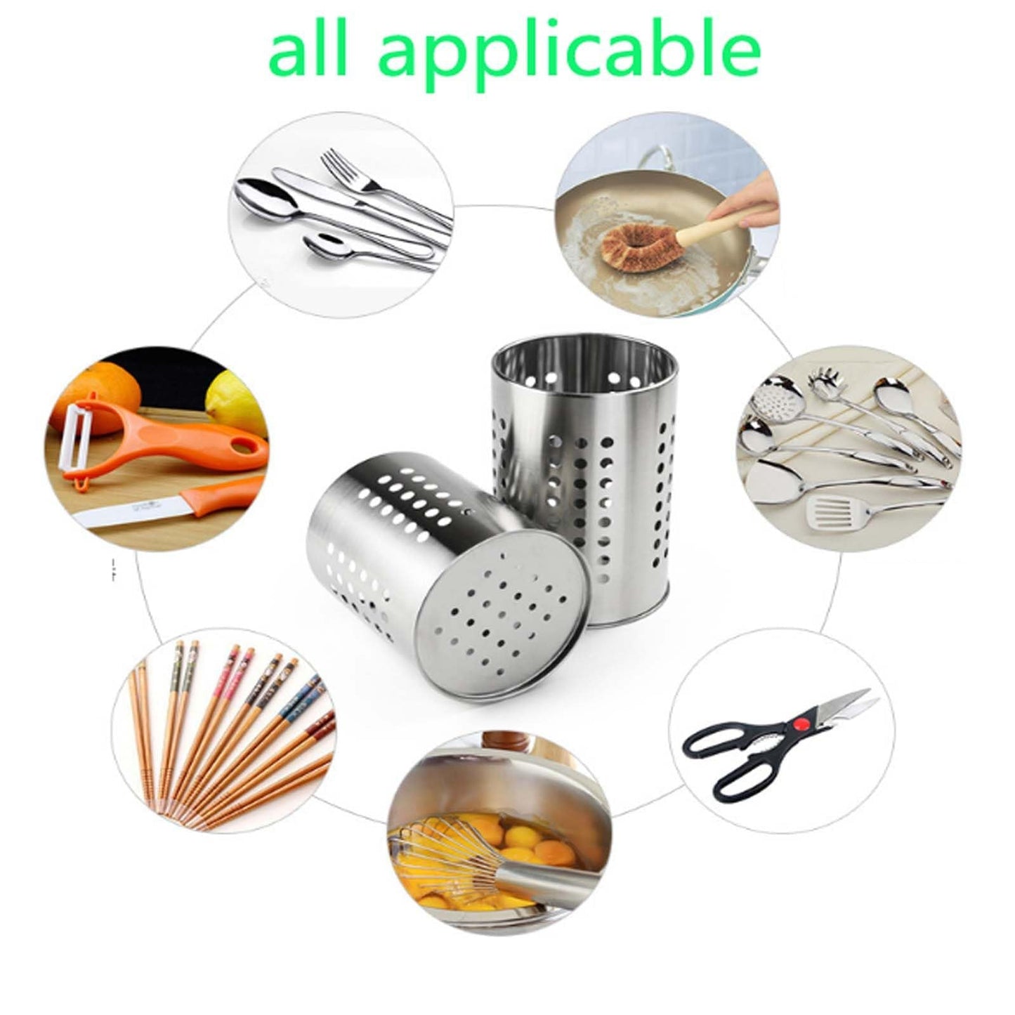 Stainless Steel Kitchen Utensils Holder & Drainer