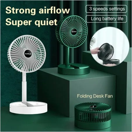 Folding Telescopic Floor Fan 3 Gears Summer Silent Desktop Retractable Fan for Office Bedroom School USB Ventilator (random color ) - UMart786