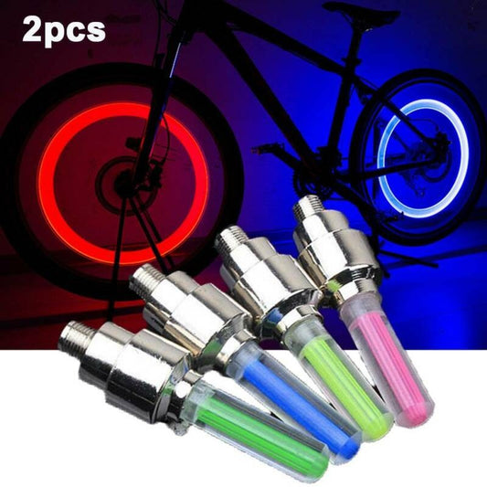 2Pcs Motion Activated Glow Bike Flashlight (Random Colour) Car Motorcycle Tire Valve Caps Wheel Light Amazing Fantastic Bicycle Accessory LEDs - UMart786