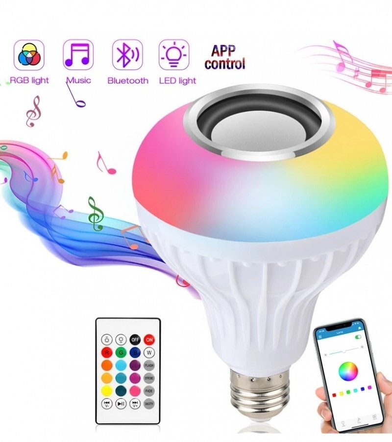 Smart LED Light Bulb with Built-in Bluetooth Speaker and Remote Control - UMart786