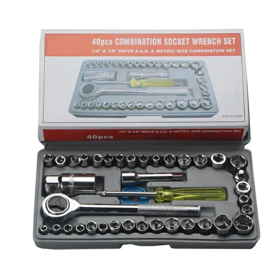 Socket Wrench Set 40 Pcs Tool Kit For Car Tool Screwdriver And Bit Ratchet Torque Quick Wrench Spanner Socket Key Hand Tool - UMart786