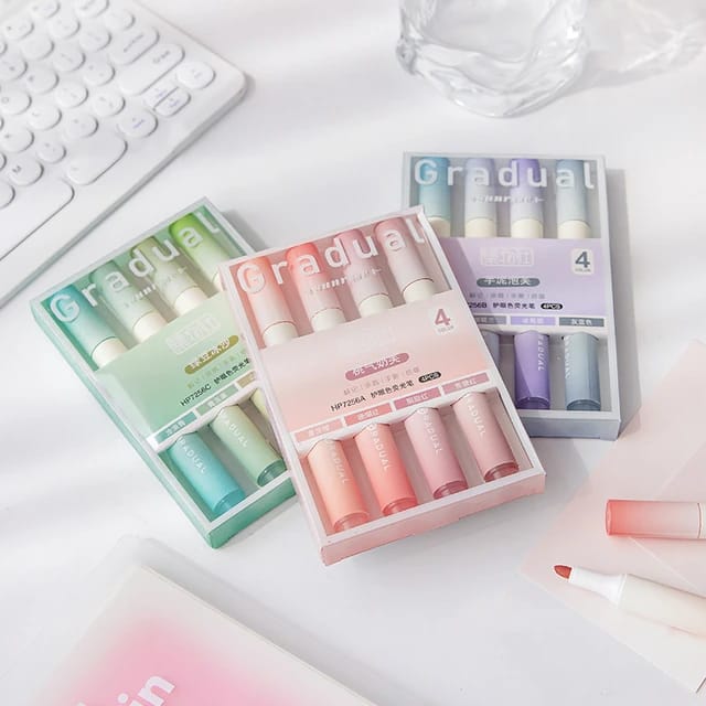 4 Pcs Cute Sunrise Gradual Marker Set [Random Color] - UMart786