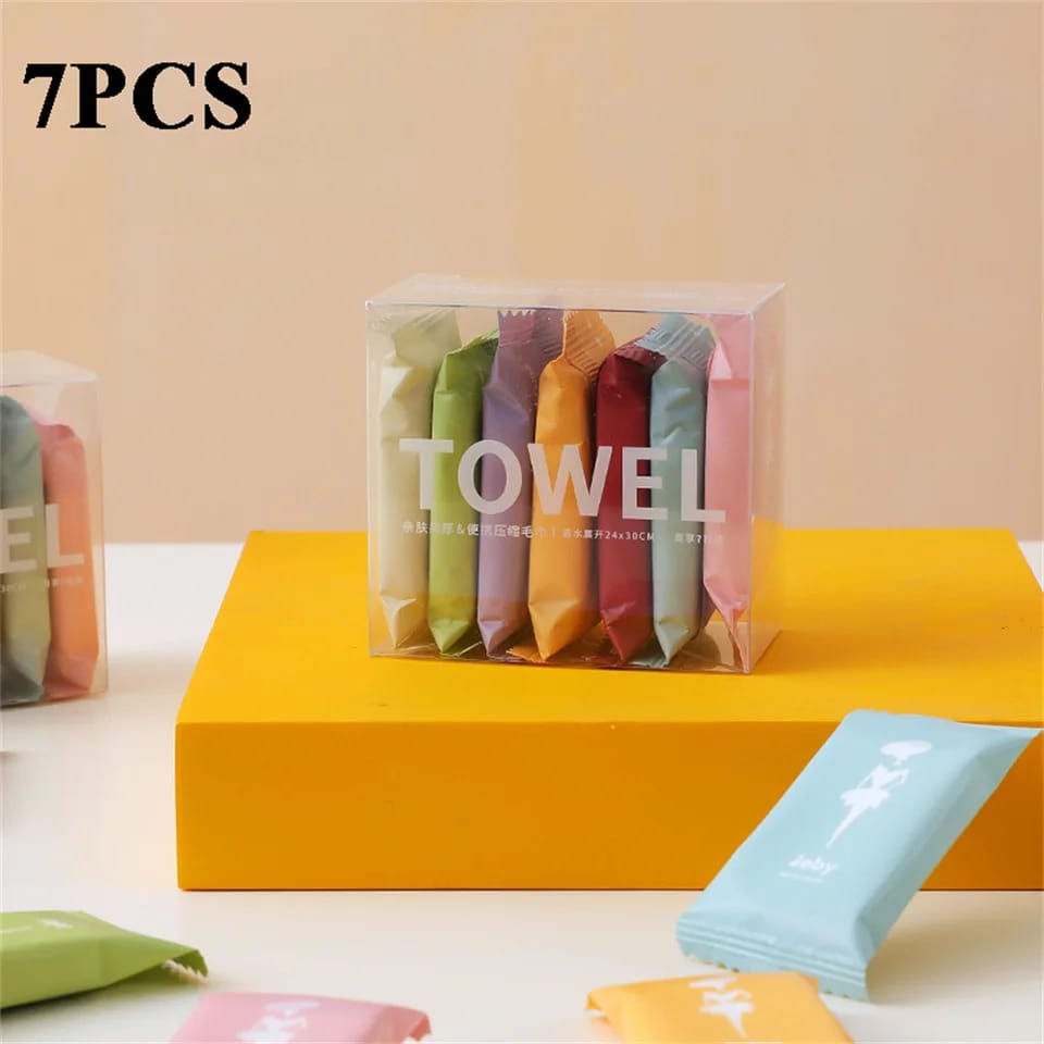 7 Pcs Portable Disposable Compressed Towel Tablets - UMart786