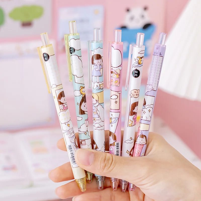 Cute Scenario Cartoon Design Gel-Pen (Random Design) - UMart786