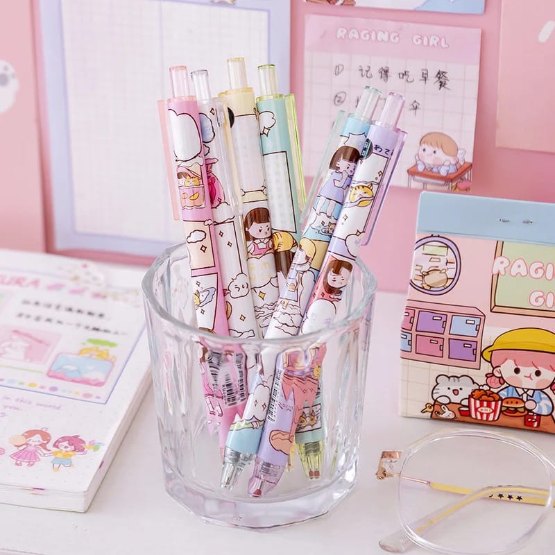 Cute Scenario Cartoon Design Gel-Pen (Random Design) - UMart786