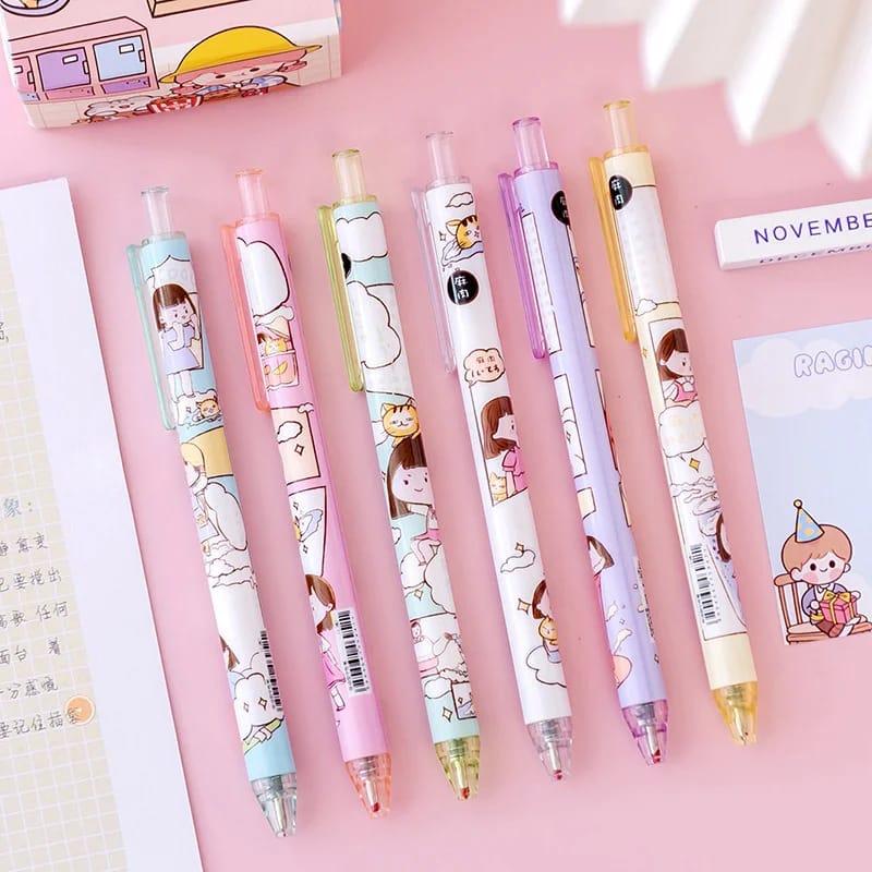 Cute Scenario Cartoon Design Gel-Pen (Random Design) - UMart786