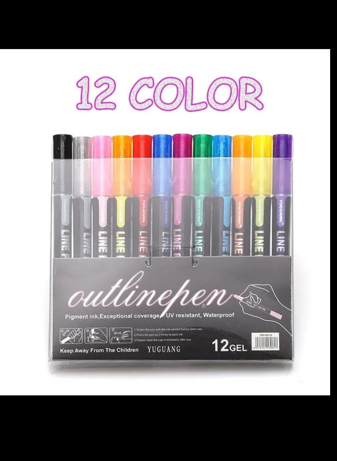 12pcs Highlighter Pen Outline Marker For Drawing And Doodling - UMart786