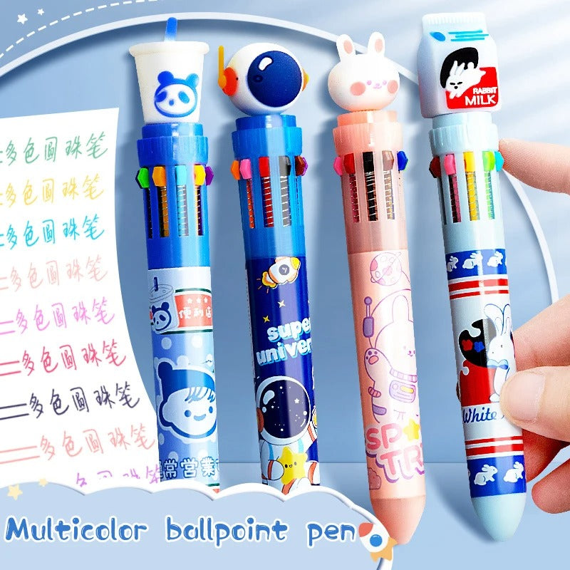 Cute Cartoon Design 10 in 1 Pen (Random design) - UMart786