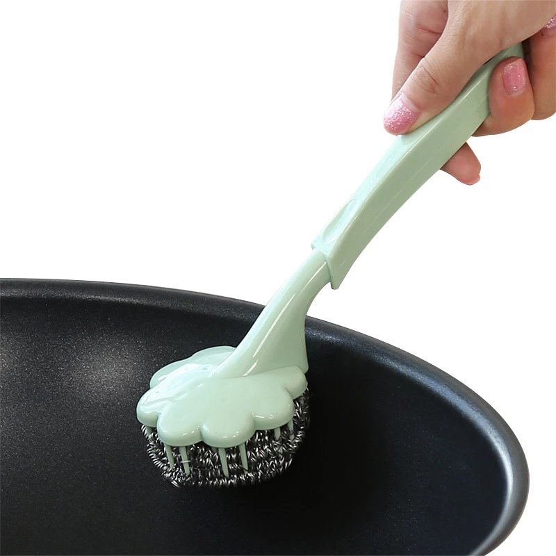 Long Handle Removable Steel Wire Ball Cleaning Brush - UMart786