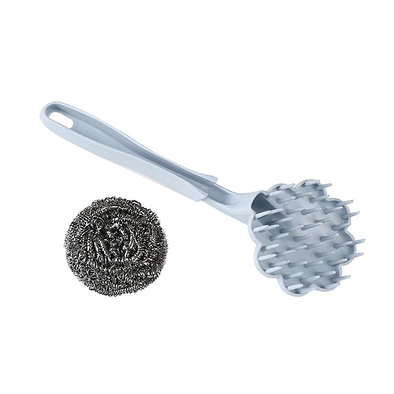 Long Handle Removable Steel Wire Ball Cleaning Brush - UMart786