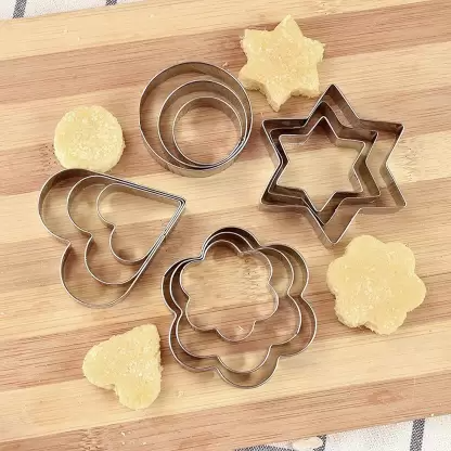 Cookie Cutters Shapes Baking Set12PCS Flower, Round, Heart, Star Shape. - UMart786