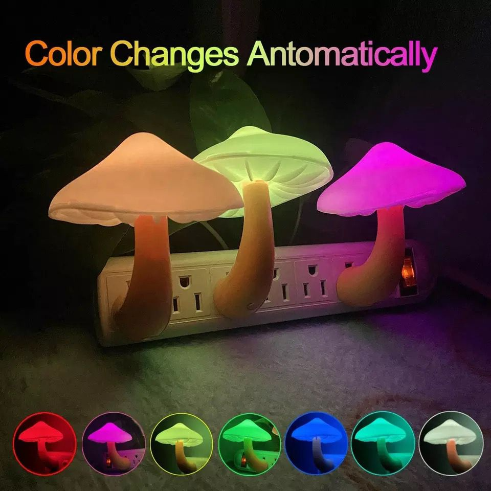 Sensor LED Night Light Plug in Lamp Mushroom Night Light 7-Color Changing Magic Mini Pretty Mushroom-Shaped Night Lights for Adults Kids NightLight - UMart786