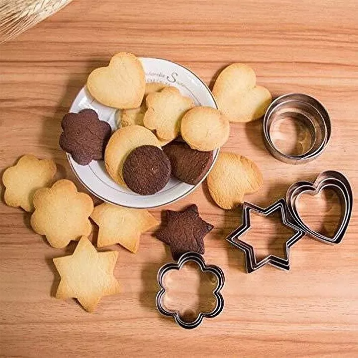 Cookie Cutters Shapes Baking Set12PCS Flower, Round, Heart, Star Shape. - UMart786