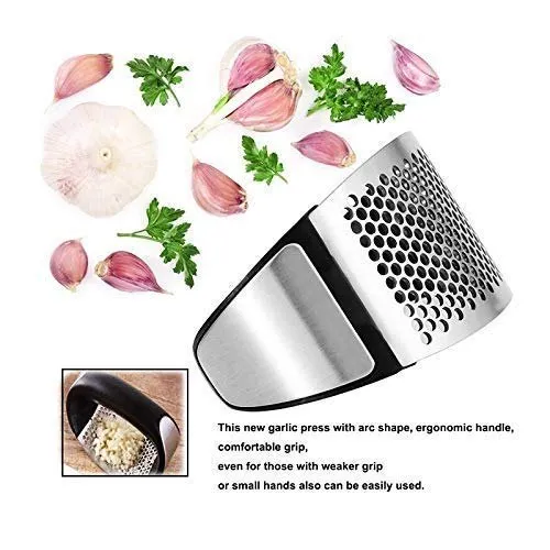 Garlic Press Metal Ginger Garlic Chopper Crusher Stainless Steel - UMart786