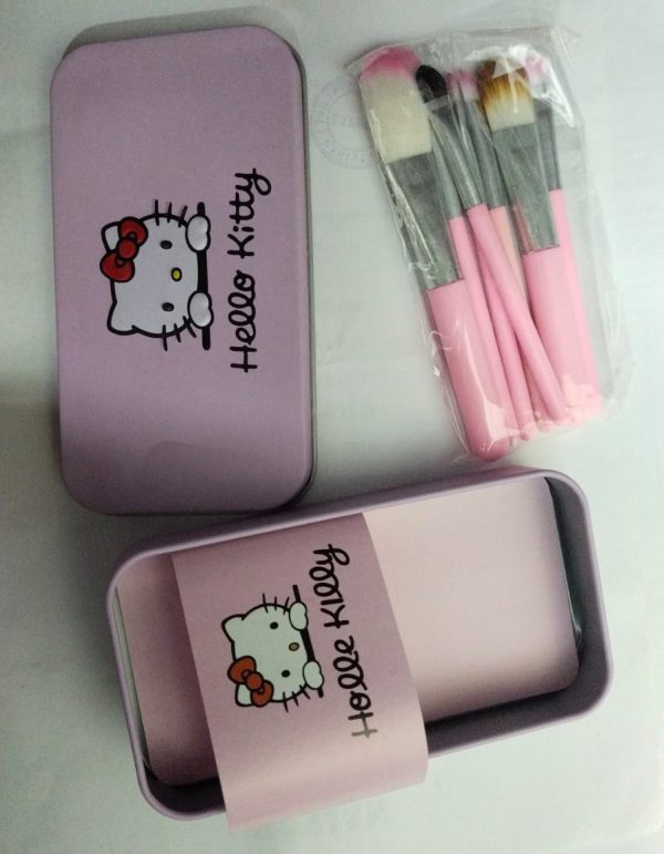 Hello Kitty Set of 7 Pieces Complete Makeup Mini Brush Kit with a Storage  Box