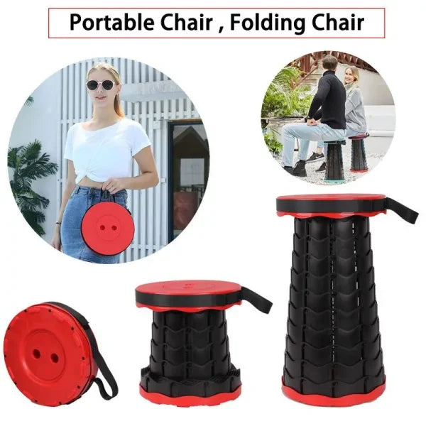 Portable Telescoping Stool, Folding Stool Lightweight &amp; Sturdy,  Retractable Telescopic Stool for Gardening, Camping, Travel, Fishing, Hiking and BBQ - UMart786