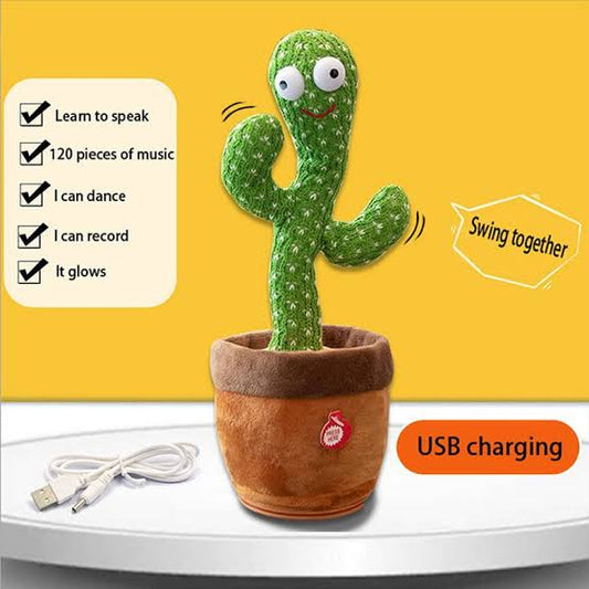 USB Charging Dancing Cactus Talking Cactus Stuffed Plush Toy Electronic Toy With Song Plush Cactus Potted Toy Early Education Toy For Kids - UMart786