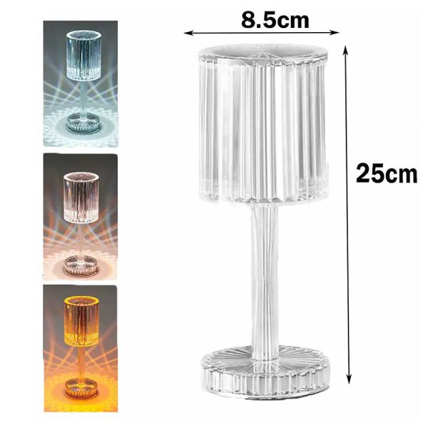 RGB Crystal Touch Table Lamp, LED Night Light Bedside Lamp with USB Charging Port for Living Room Bedroom