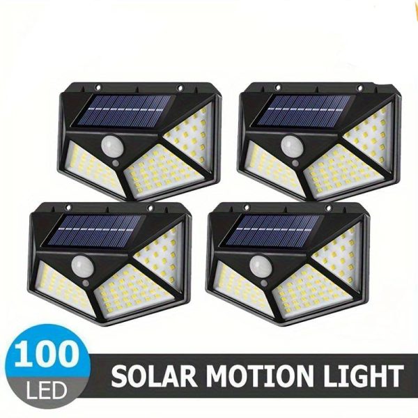 100 LED Solar Lights Outdoor Lighting Wireless Motion Sensor Lights IP65 Waterproof 270°Wide Angle Security Wall Lights with 3 Modes for Yard Stairs Garage Fence Porch - UMart786