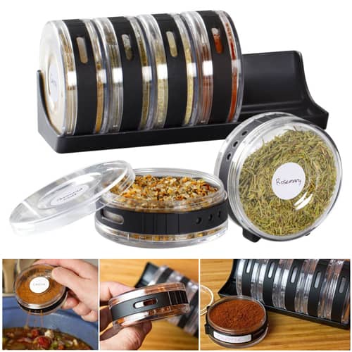 Set of 6 - Cylindrical Spice Containers Kitchen set