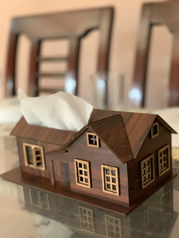 Wooden Tissue Box with Beautiful house design